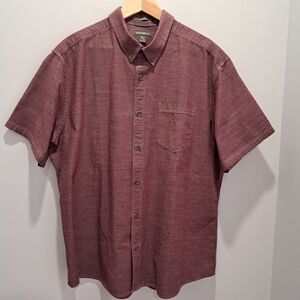 Eddie Bauer Classic Burgundy Chambray Short Sleeve Button-Down Shirt Mens 2XL